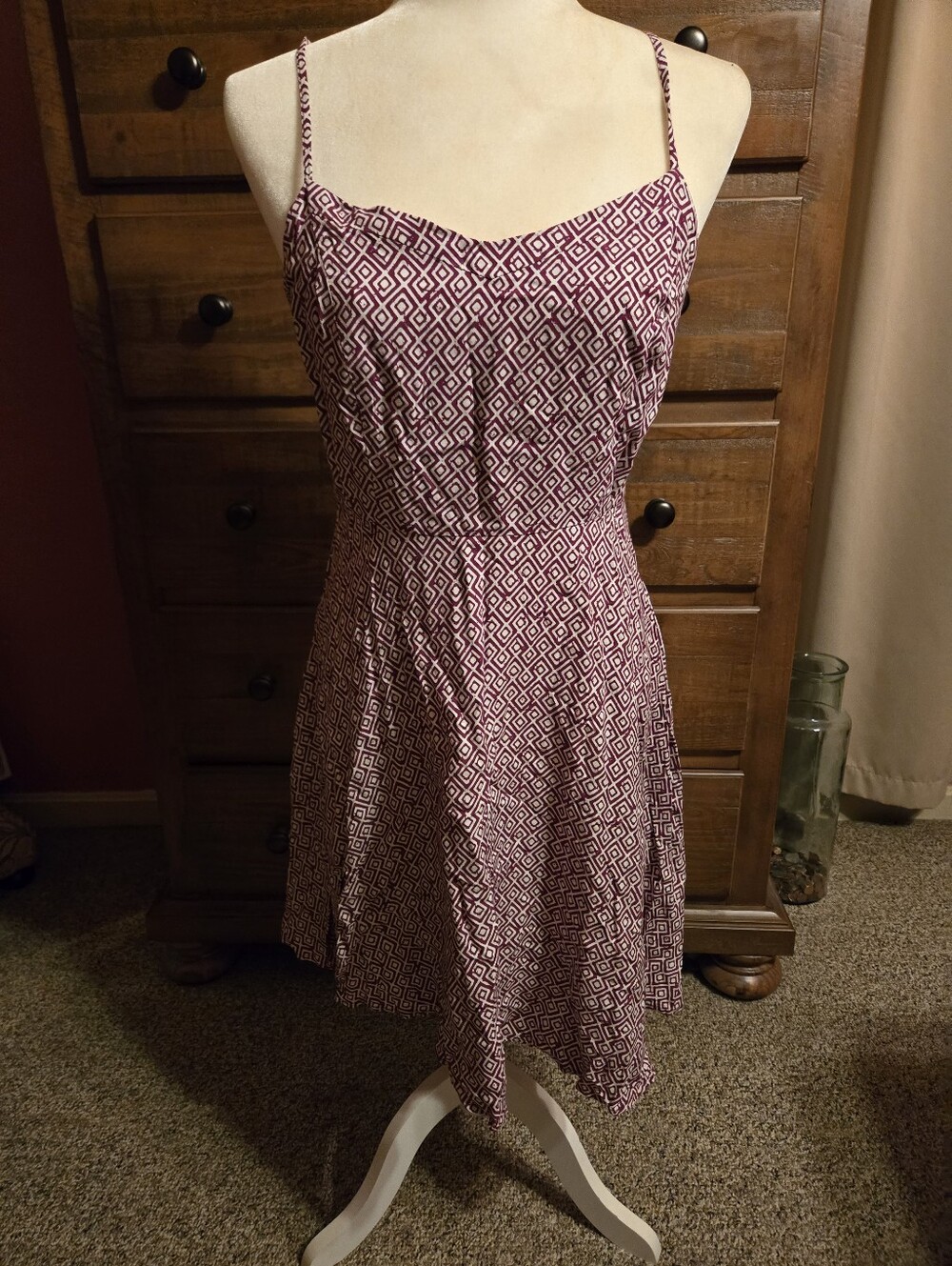 Old Navy Geometric Spaghetti Strap Fit And Flare Dress. Size M